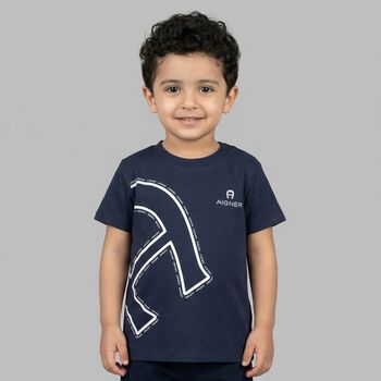 Younger Boys Navy Blue Logo T-Shirt 