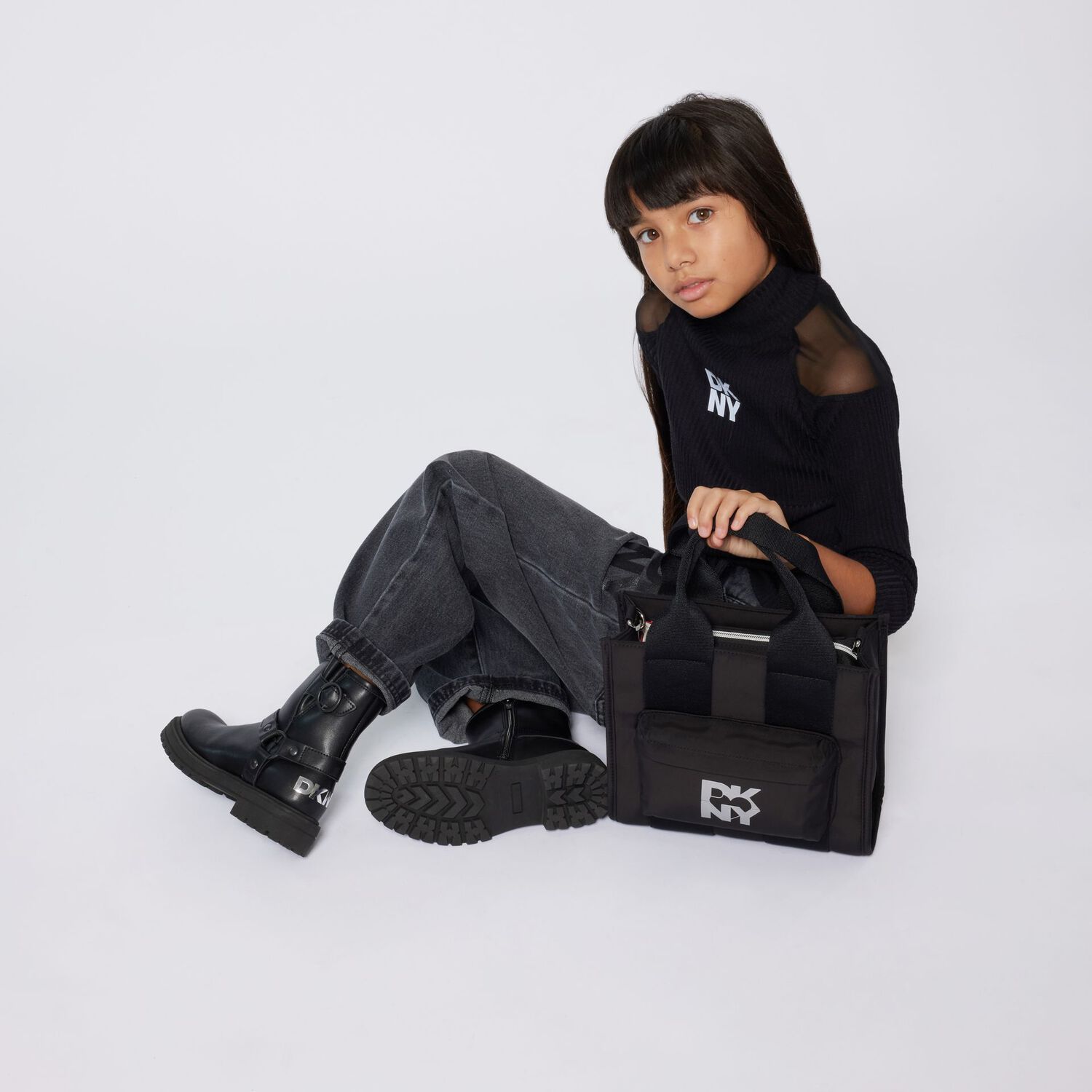 Girls Black Logo Handbag, 1, hi-res image number null