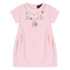 Younger Girls Pink Necklace Logo Dress , 2, hi-res