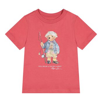 Baby Boys Red Fishing Polo Bear T-Shirt