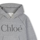Girls Mini Me Grey Logo Hooded Top, 1, hi-res