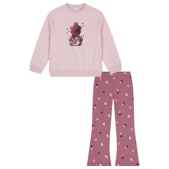 Girls Pink Teddy Bear Leggings Set