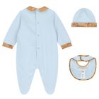 Baby Boys Blue & Beige Geo Map Babygrow Gift Set, 1, hi-res