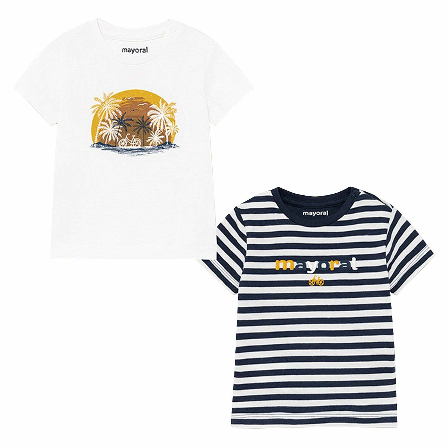 Younger Boys White & Navy Blue T-Shirts (2 Pack), 1, hi-res image number null