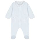Blue Velour Sheep Babygrow, 3, hi-res