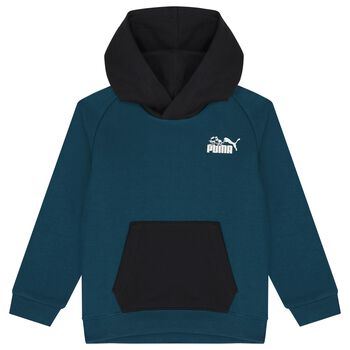 Boys Black & Blue Logo Hooded Top