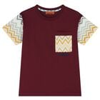 Boys Burgundy Zig Zag Logo T-Shirt, 1, hi-res