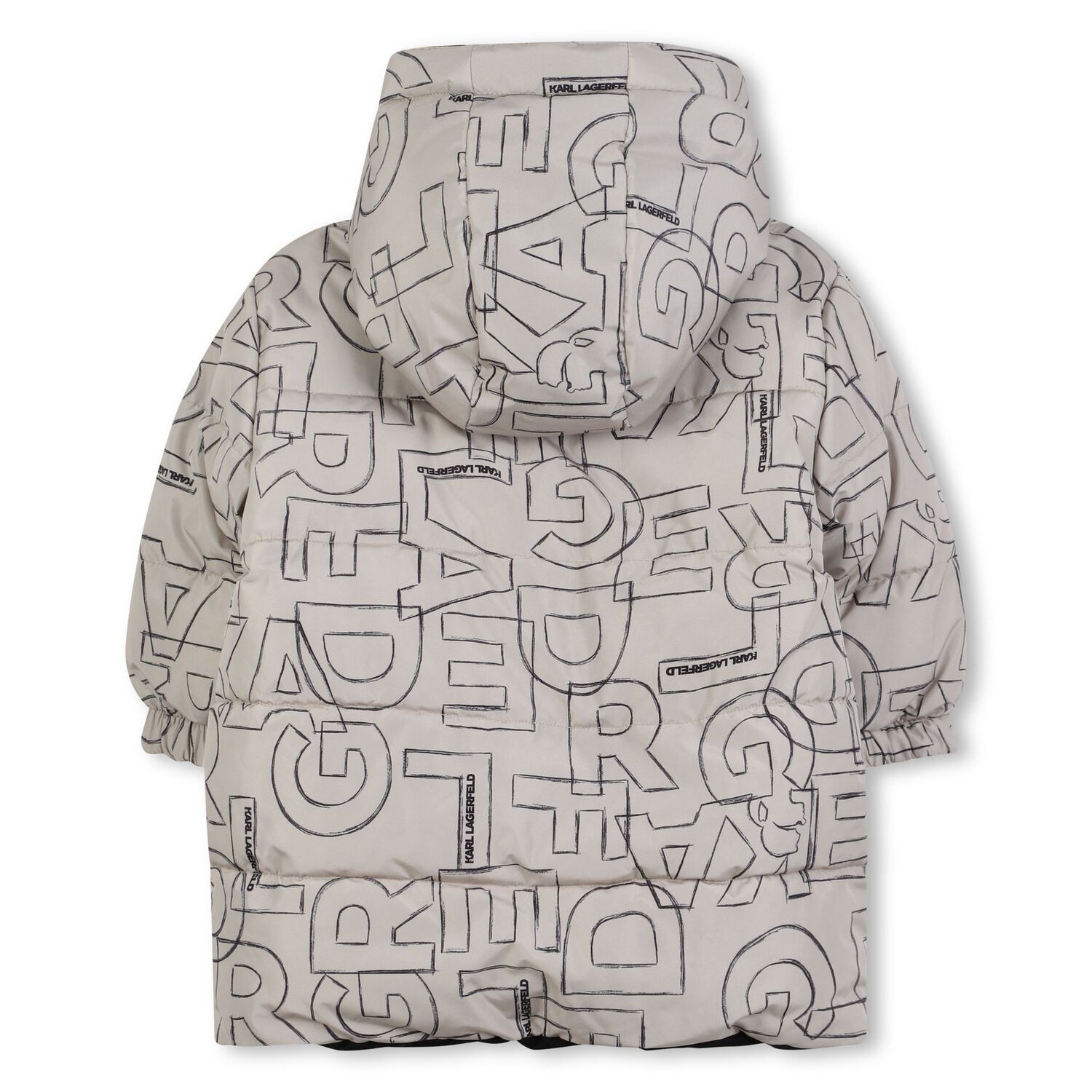 Younger Boys Beige & Black Reversible Puffer Jacket, 1, hi-res