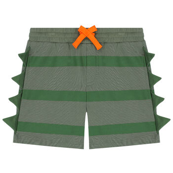 Boys Green Striped Shorts