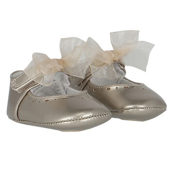 Baby Girls Gold Bow Pre Walker Shoes