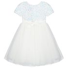 Girls White Sequin Tulle Dress, 1, hi-res