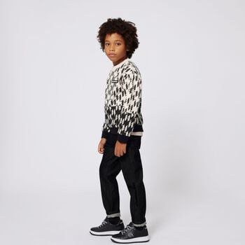 Boys Ivory & Black Logo Sweatshirt