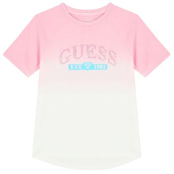 Girls Pink & White Logo T-Shirt