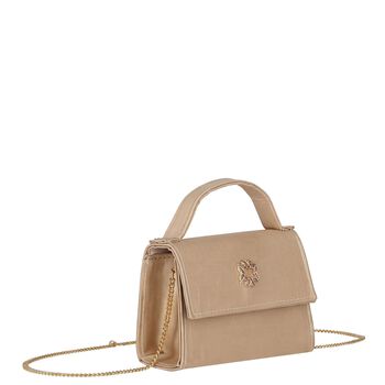 Girls Beige Satin Handbag ( 13cm )