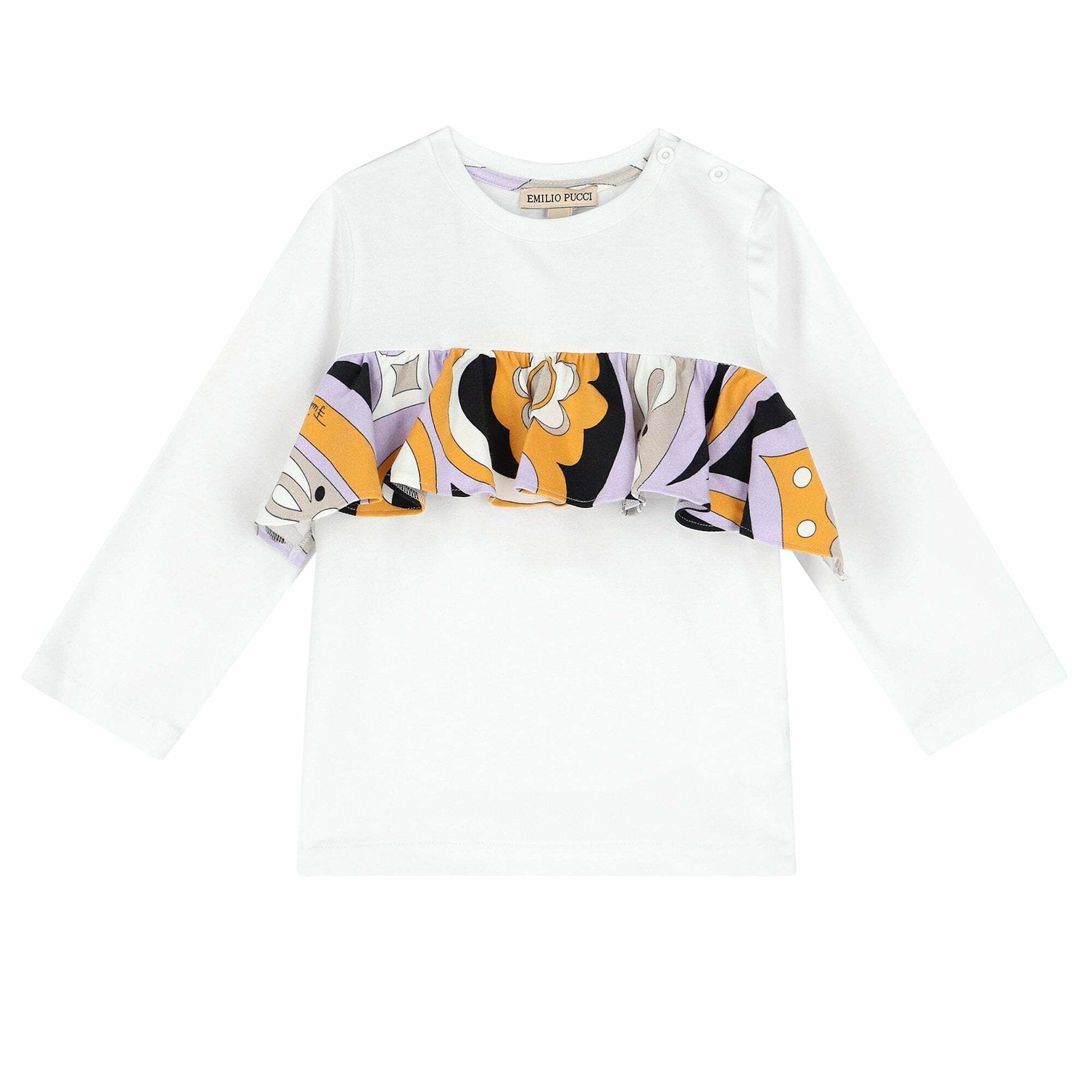 Emilio Pucci Younger Girls White, Lilac & Orange Long Sleeve Top | Junior  Couture USA