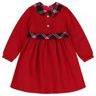 Girls Red & Navy Blue Tartan Dress, 1, hi-res