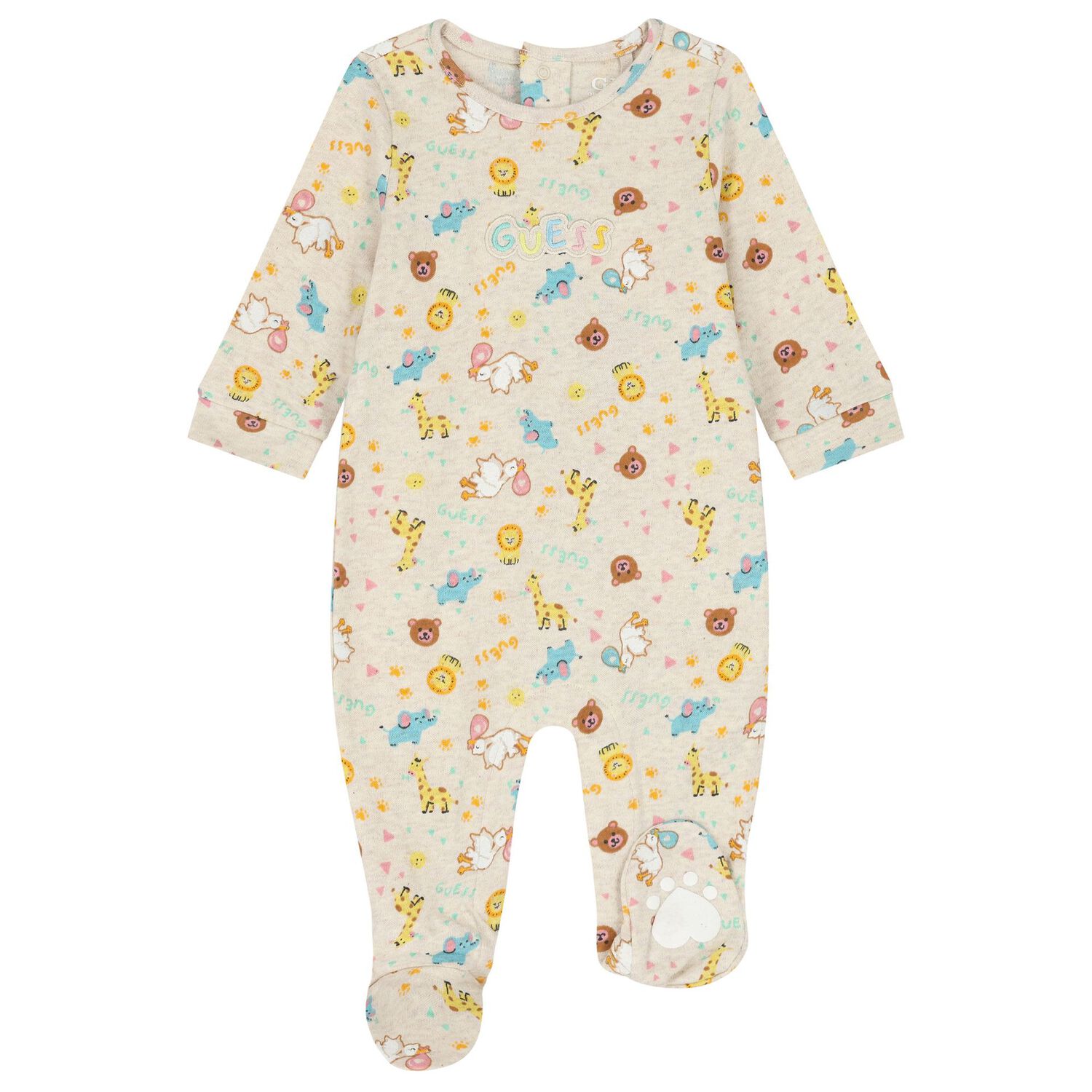 Baby Girls Beige Logo Babygrow, 1, hi-res