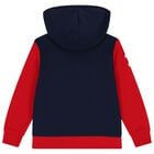 Boys Red & Navy Blue Logo Hooded Top, 1, hi-res