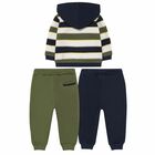 Younger Boys Green & Navy 3 Piece Tracksuit, 1, hi-res
