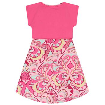 Girls Pink Abstract Logo Dress