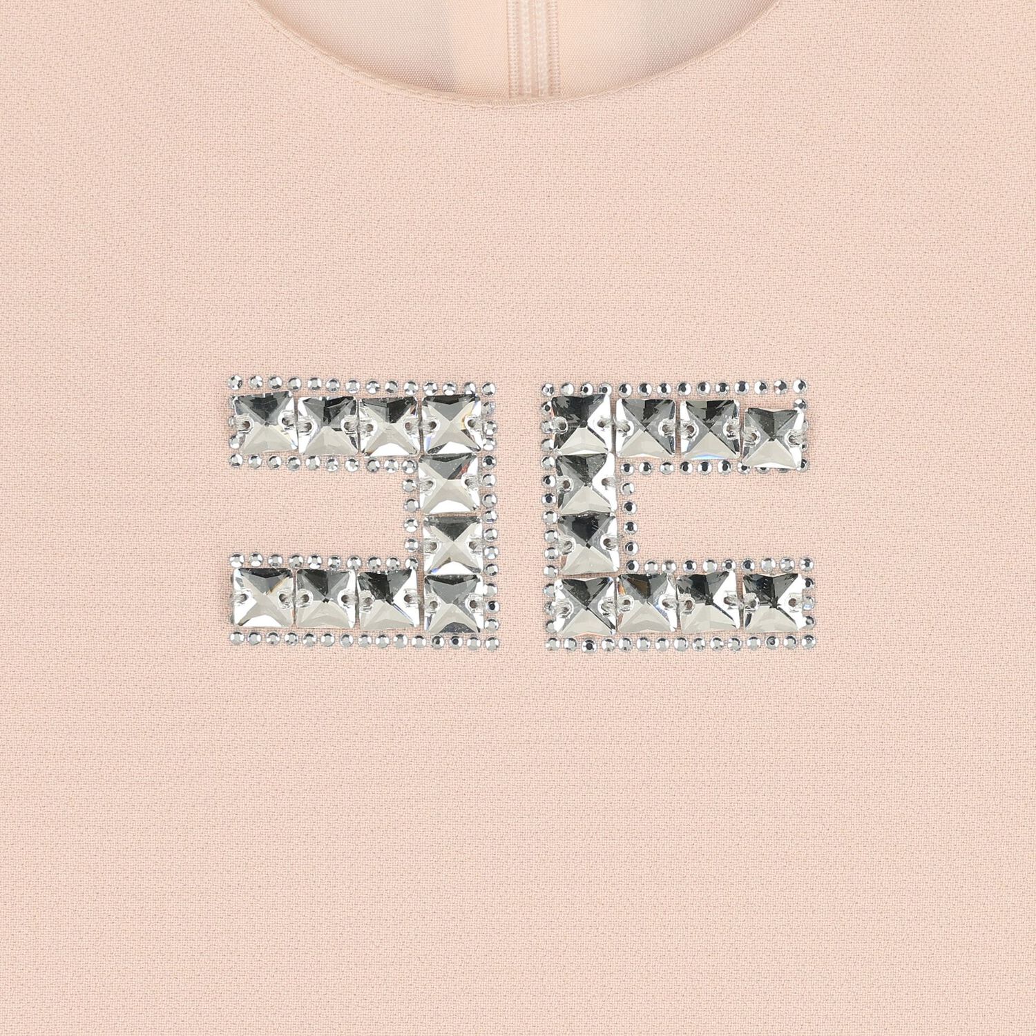 Girls Pink Diamante Logo Pleated Dress, 1, hi-res