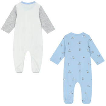 Baby Boys White & Blue Giraffe Babygrows (2 Pack)