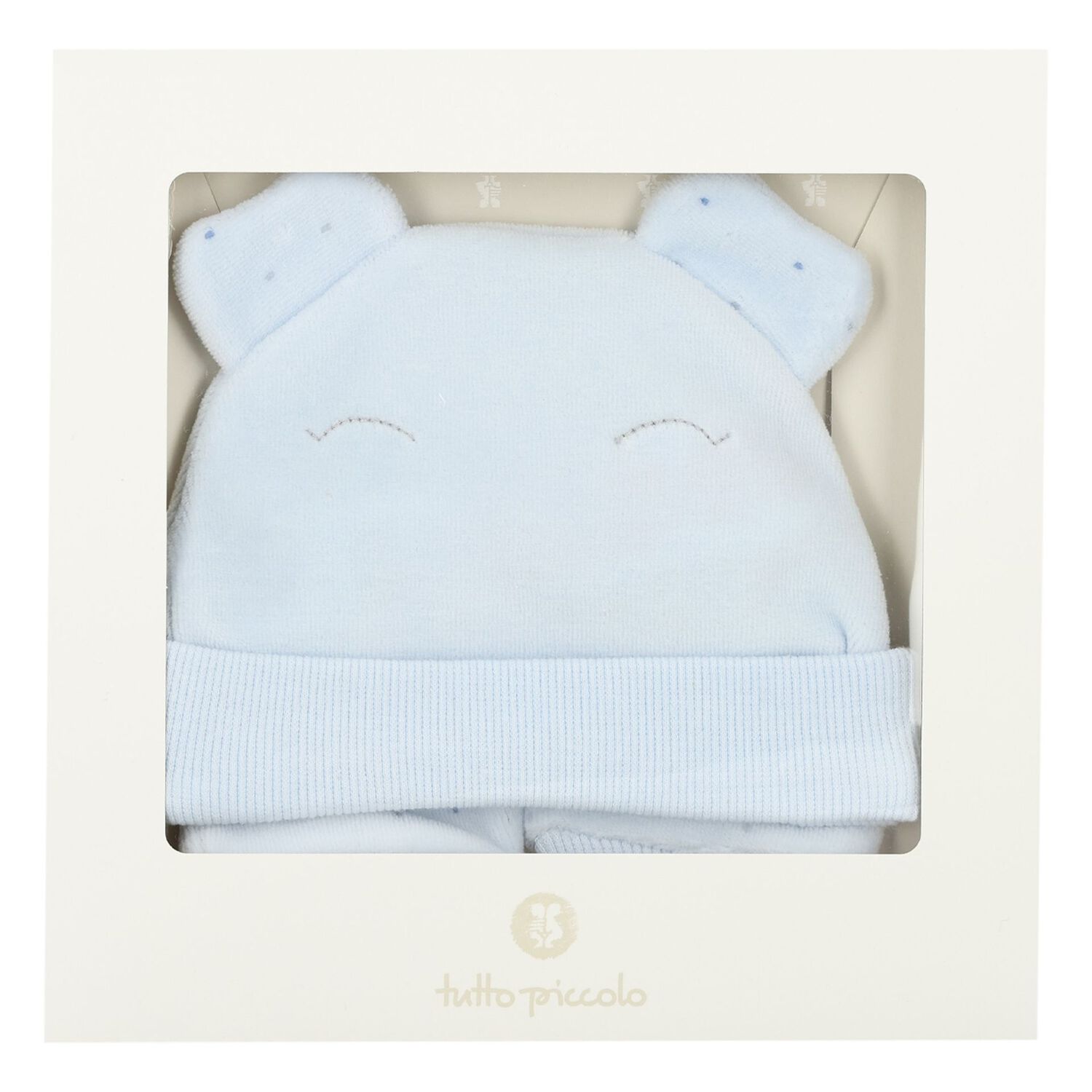 Baby Boys Blue Hat & Mitten Set, 1, hi-res