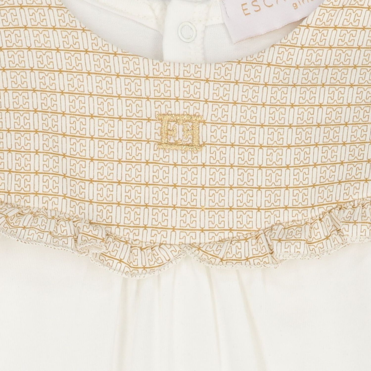 Baby Ivory & Gold Ruffled Babygrow, 1, hi-res