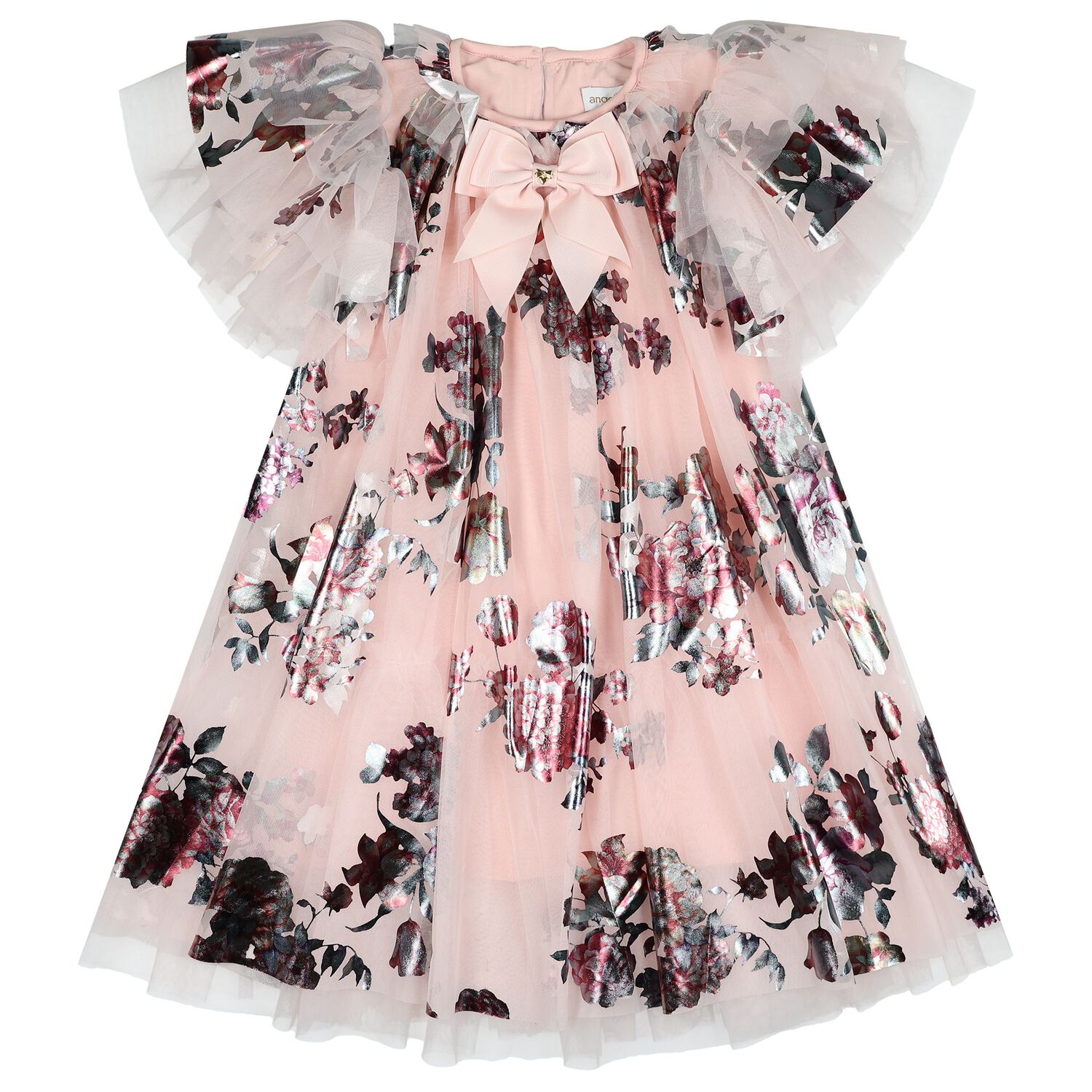 Girls Pink Tulle Darcey Floral Dress, 1, hi-res