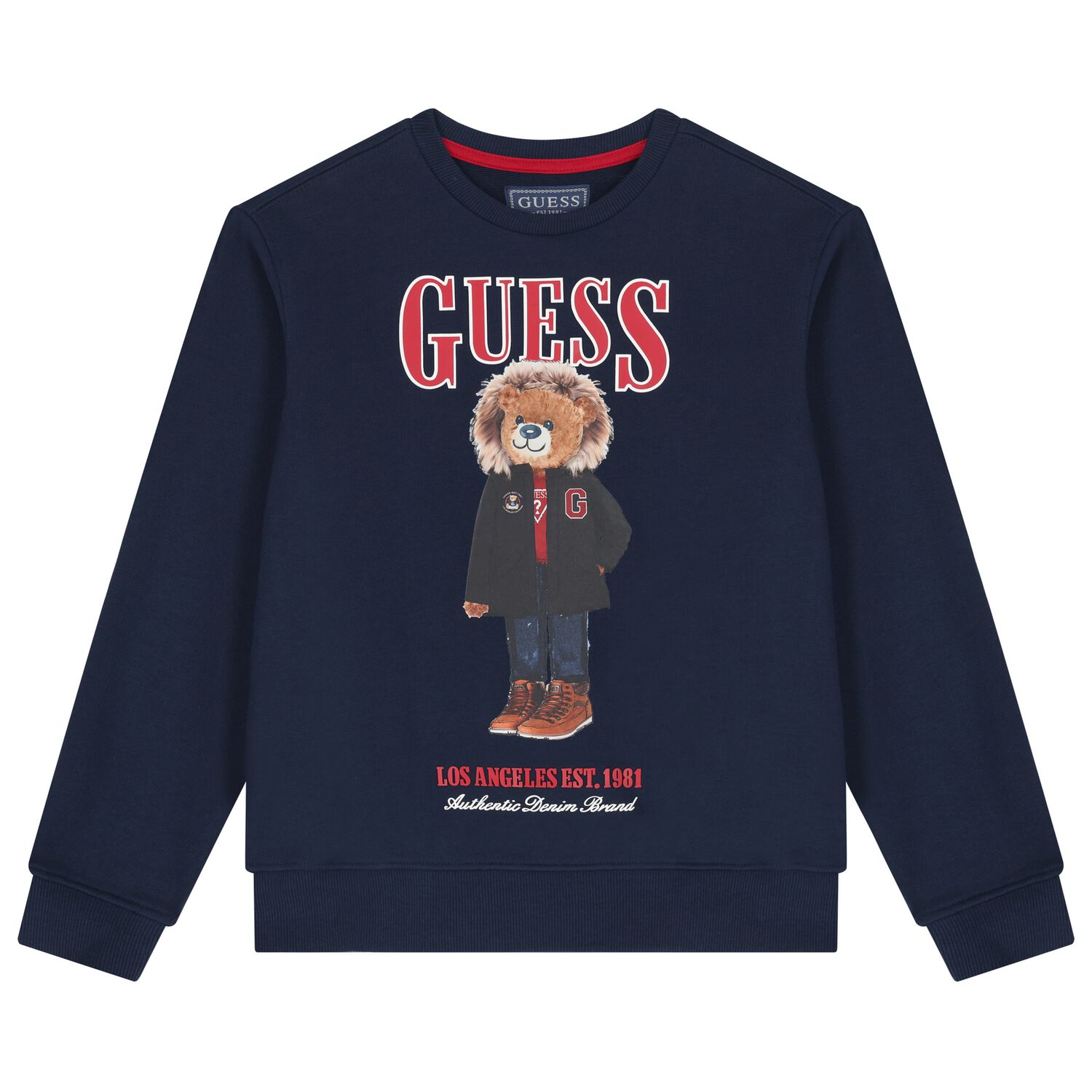 Boys Navy Blue Teddy Bear Sweatshirt, 2, hi-res