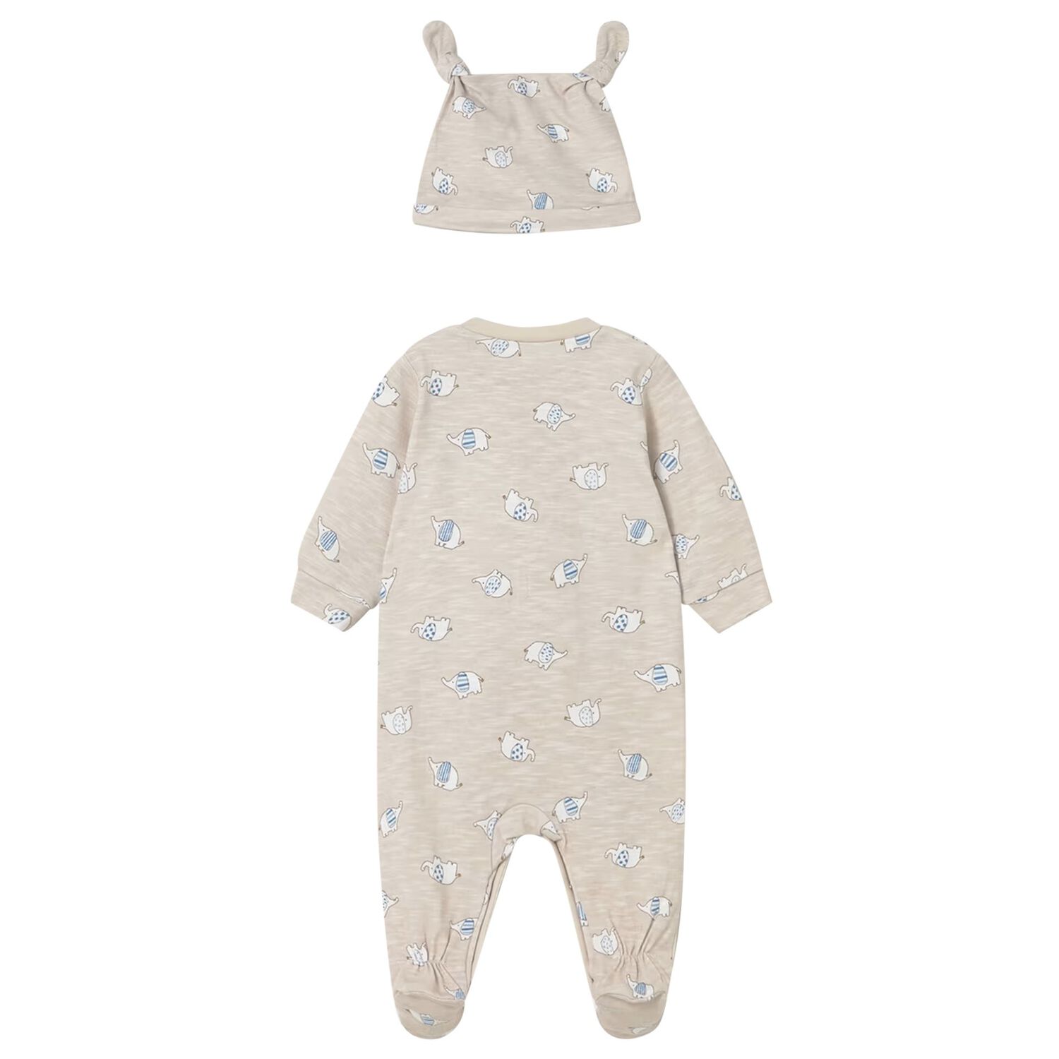 Baby Boys Beige Elephant Babygrow Set, 2, hi-res