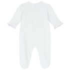 Baby Girls White Smocked Babygrow, 1, hi-res