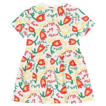 Girl White Logo Floral Dress