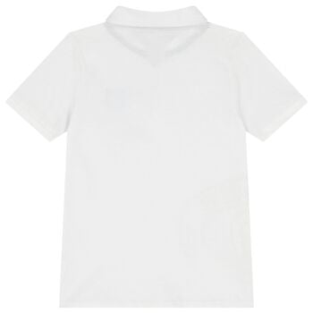 Boys White Logo Polo Shirt