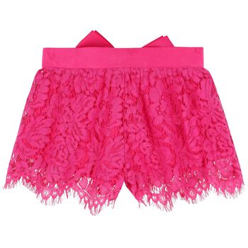 Girls Pink Lace Shorts