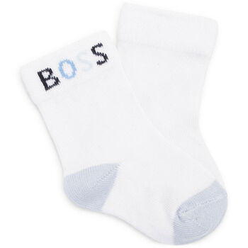 Baby Boys White & Blue Logo Socks (2 Pack)
