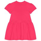 Girls Pink Teddy Bear Logo Dress, 3, hi-res