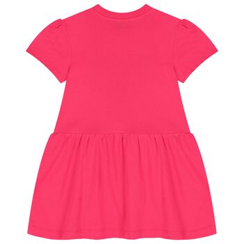 Girls Pink Teddy Bear Logo Dress