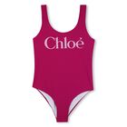 Girls Mini Me Pink Logo Swimsuit, 1, hi-res