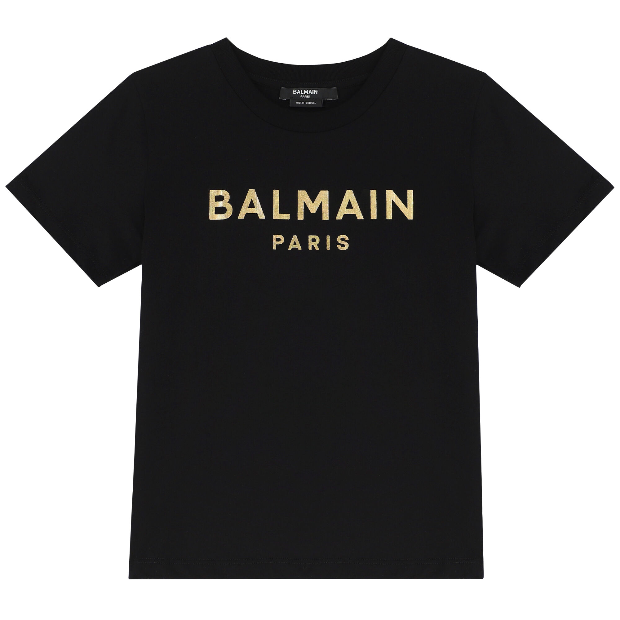 Balmain Black Gold Logo T Shirt Junior Couture USA