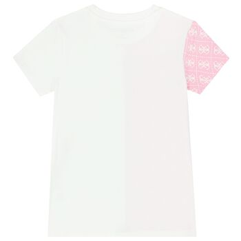 Girls Pink & White Logo T-Shirt