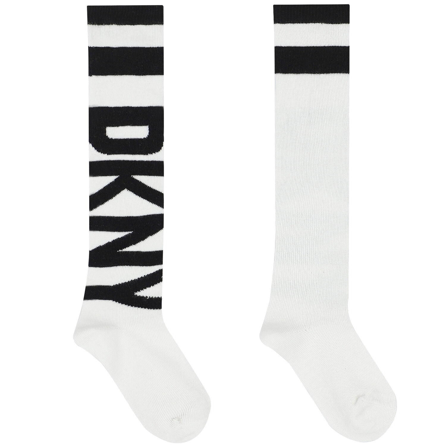Girls White & Black Logo Socks, 2, hi-res