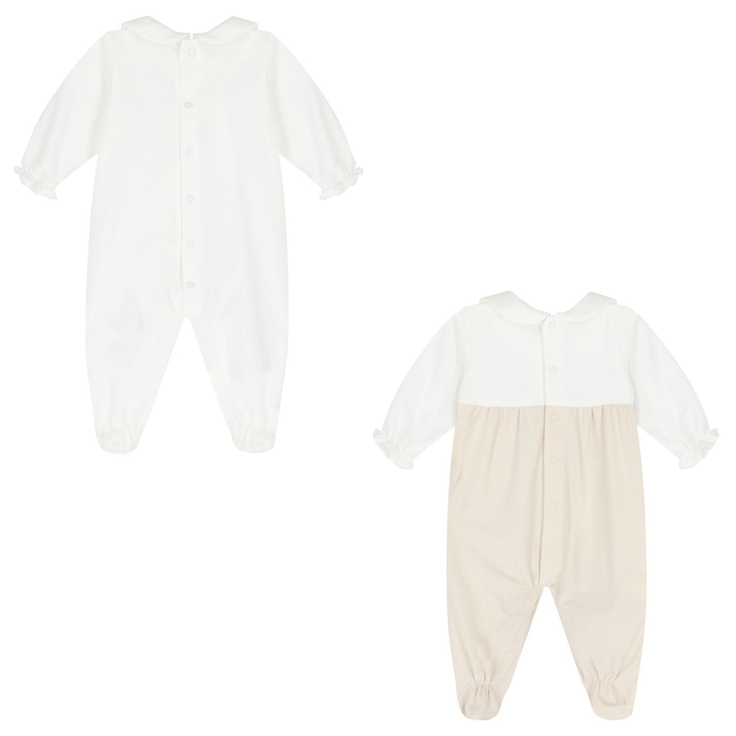 Baby Girls White & Beige Babygrows ( 2-Pack ), 3, hi-res image number null