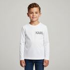 Boys White Logo Long Sleeve Top, 1, hi-res