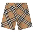 Boys Beige Check Shorts, 1, hi-res