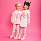 Girls Pink & Green Flower Leggings Set, 1, hi-res