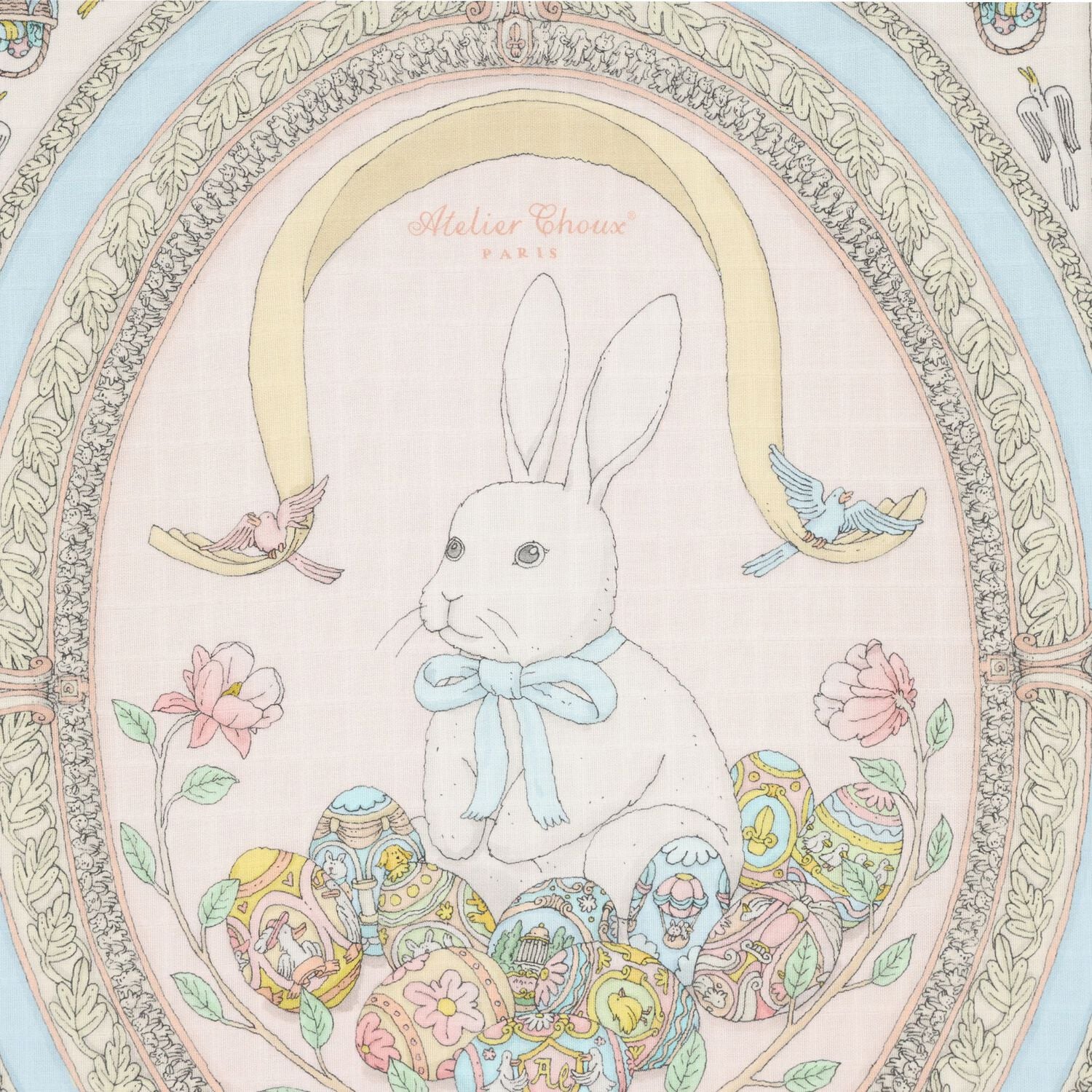 Blue & Pink Spring Bunny Swaddle Carr&eacute; Baby Blanket, 1, hi-res