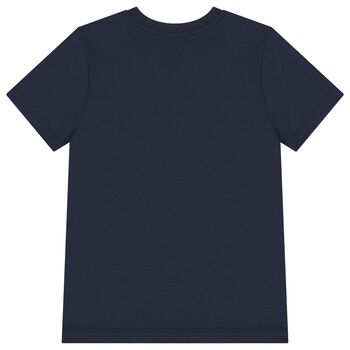 Boys Navy Blue & Gold Logo T-Shirt