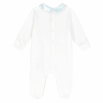 White & Blue Geo Map Babygrow