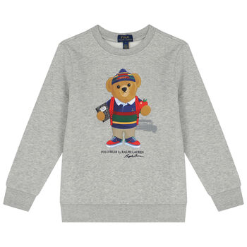 Boys Grey Polo Bear Sweatshirt